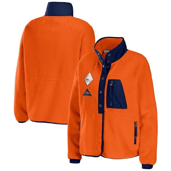 Женская одежда от Erin Andrews Оранжевая куртка Denver Broncos из флиса с застежкой на пуговицы реглан