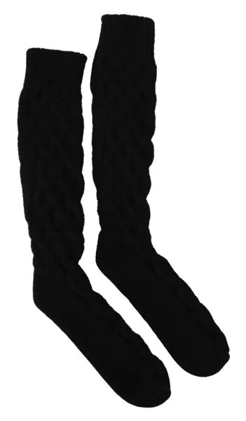 Носки Dolce-Gabbana, черные однотонные шерстяные вязаные длинные женские носки до середины икры. л 200 долларов США