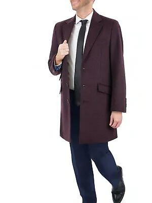 Мужское шерстяное кашемировое однобортное бордовое пальто длиной 3/4 в стиле автомобиля Верхнее пальто