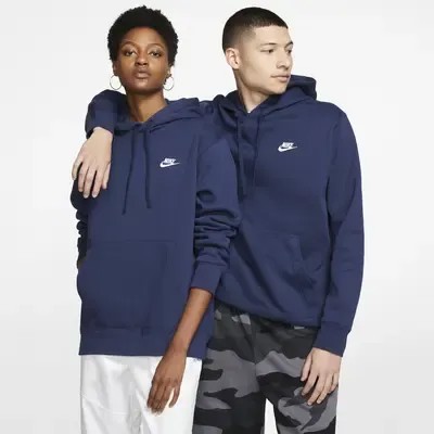 Худи Nike Sportswear Club Fleece Pullover Hoodie, цвет Midnight Navy/Midnight Navy/White