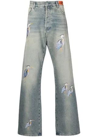 Heron Preston широкие джинсы с вышивкой