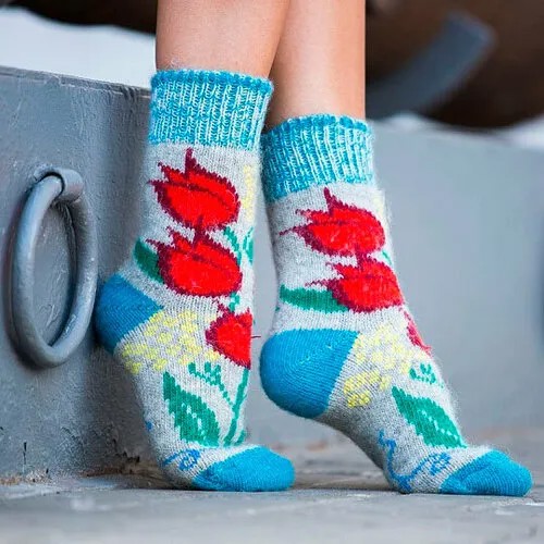 Носки Бабушкины носки, размер 38-40, голубой, красный, белый, бирюзовый