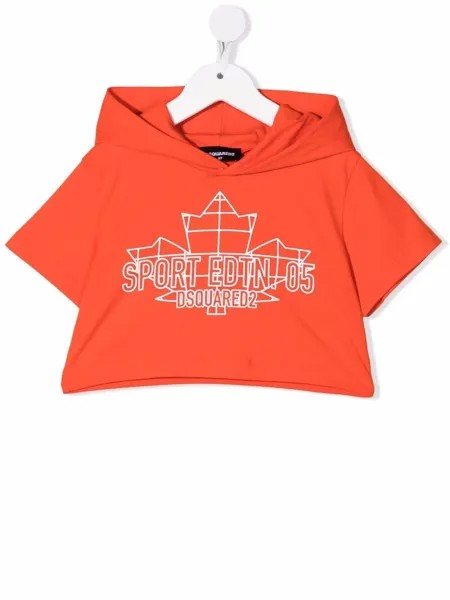 Dsquared2 Kids укороченная футболка с капюшоном