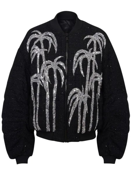 Balmain твидовый бомбер с принтом, черный