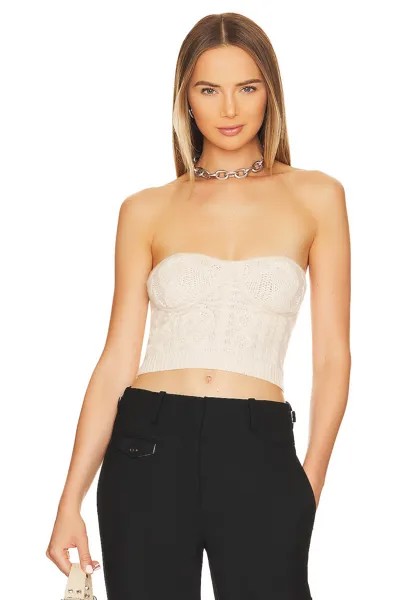 Топ GUIZIO Cable Knit Bustier Strapless, кремовый