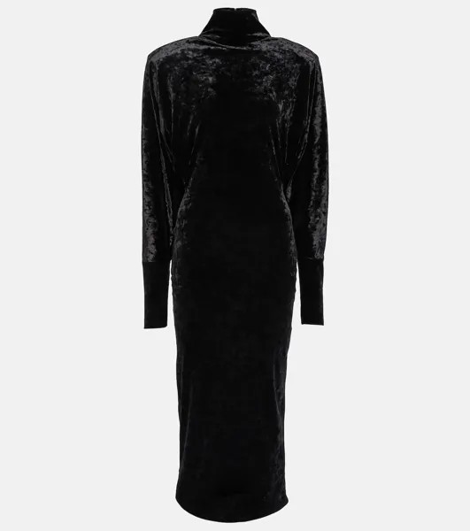 Бархатное платье макси с высоким воротником Alexandre Vauthier, черный