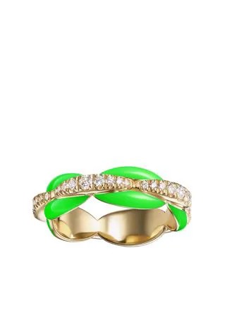 Melissa Kaye кольцо Ada из желтого золота с бриллиантами и эмалью