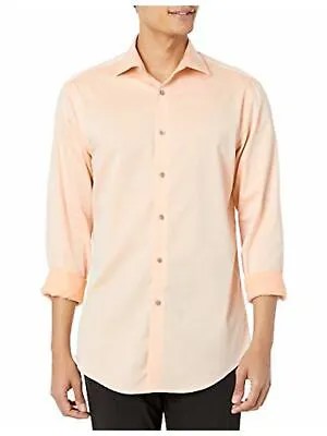 CALVIN KLEIN Мужская рубашка узкого кроя стрейч с оранжевым воротником XL 17- 32/33