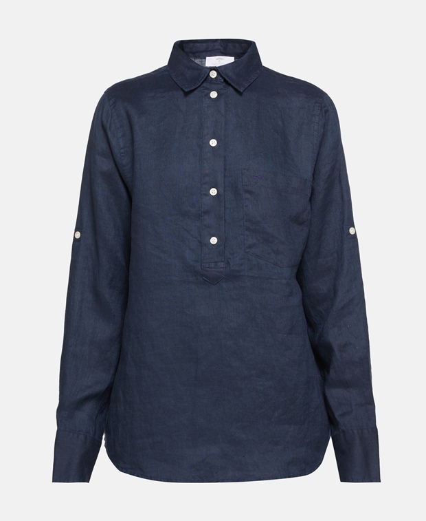 Льняная блузка-рубашка Fynch-Hatton, темно-синий