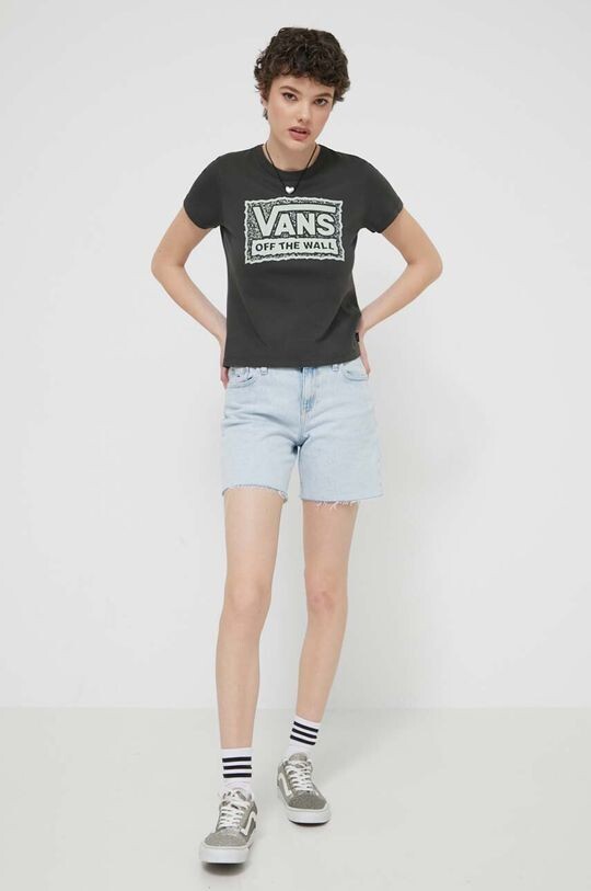 Хлопковая футболка Vans, черный