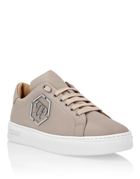 Кожаные низкие кеды Hexagon Philipp Plein, бежевый