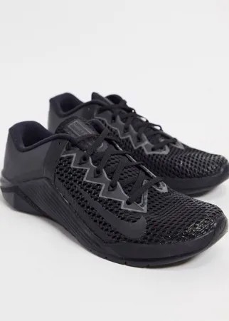 Черно-серые кроссовки Nike Training Metcon 6-Черный цвет