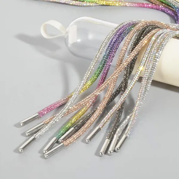 1шт DIY струны горный хрусталь шнурки роскошь rainbow бриллиант шнурки кроссовки шнурки шнурки обувь круглый шнурок 100см
