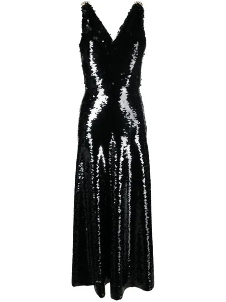 Lanvin платье макси с вышивкой пайетками, черный