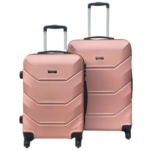 Комплект чемоданов , 2 шт., 82 л, размер S/M, черный, розовый