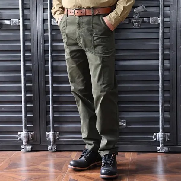 Мужские рабочие повседневные брюки винтажные армейские зеленые потертые брюки с карманами