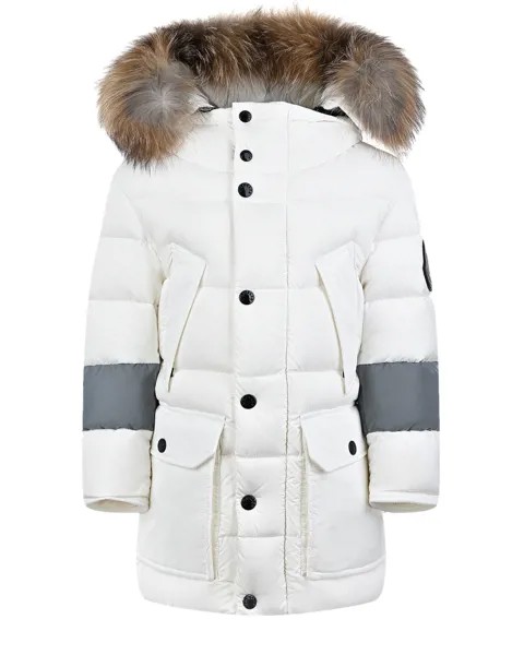 Белый удлиненный пуховик Moncler