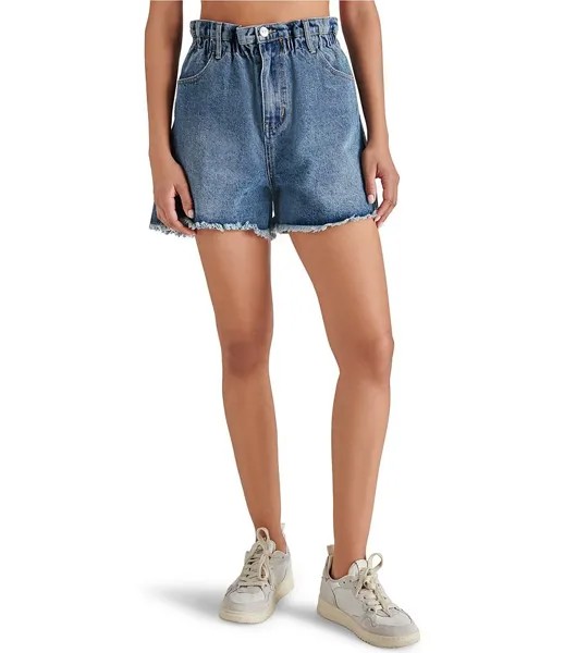 Джинсовые шорты Steve Madden Lunetta с высокой талией, синий