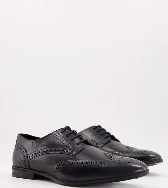 Черные туфли дерби на шнуровке для широкой стопы River Island-Черный цвет