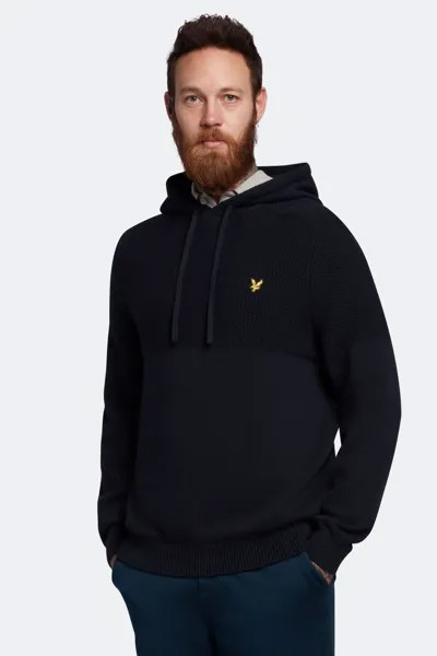 Синяя вязаная толстовка с декоративной строчкой Lyle & Scott, синий