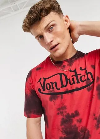 Красная футболка с эффектом кислотной стирки Von Dutch-Красный