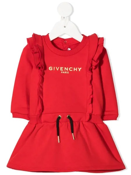 Givenchy Kids платье с логотипом металлик и оборками