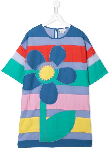 Stella McCartney Kids платье в полоску с цветочной аппликацией