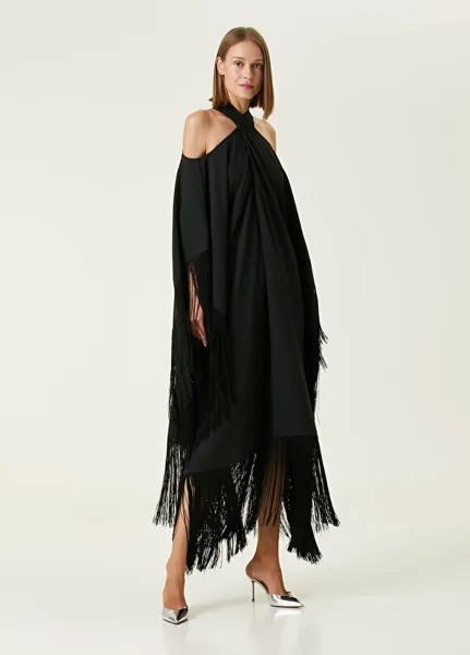 Черное вечернее платье макси с открытыми плечами Taller Marmo