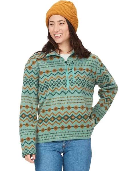 Толстовка Marmot Heavyweight Drop Line Printed 1/2 Zip, цвет Blue Agave Diamond