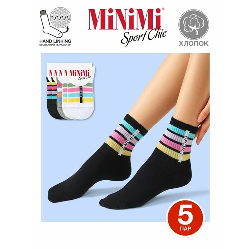 Носки MiNiMi, 5 пар, размер 35-38 (23-25), черный, серый, белый