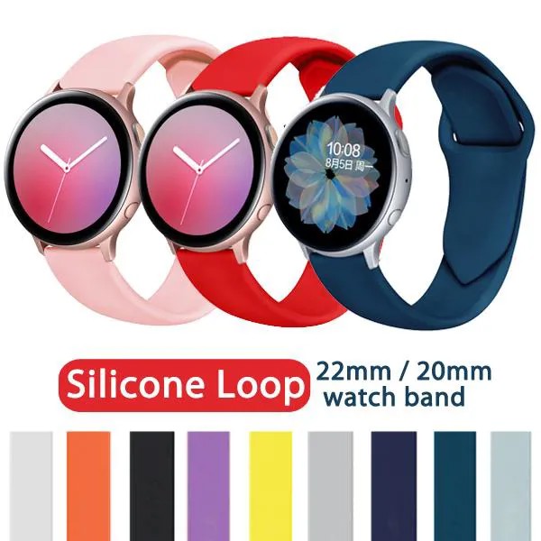 Ремешок для Samsung Gear S3 / S2 Galaxy часы 3/46 мм / 42 мм / активный 2 полосы Спортивный силиконовый браслет 20 мм / 22 мм ремень для часов для Huawei wtach GT 2/2e