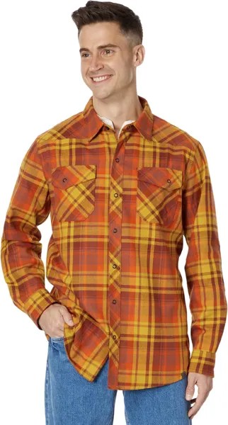 Фланелевая рубашка в клетку Katahdin Performance L.L.Bean, цвет Burnt Mahogany/Chartruese