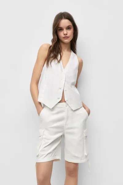 Шорты-бермуды карго Pull&Bear, экрю