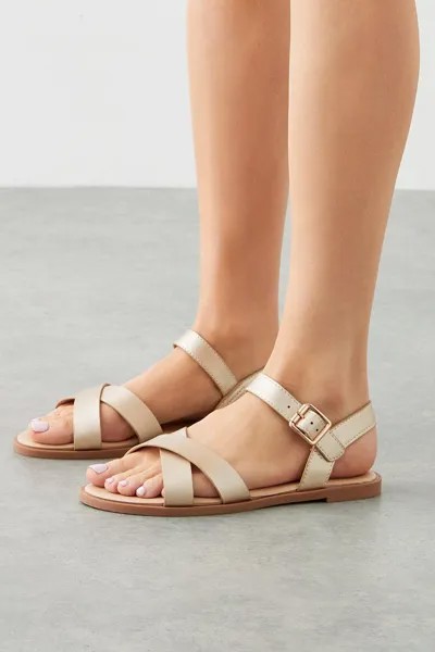 Сандалии на плоской подошве с перекрестными ремешками Florence Dorothy Perkins, золото