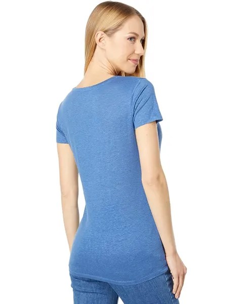 Футболка Majestic Filatures Stretch Linen Short Sleeve V-Neck Tee, цвет Positano Blue