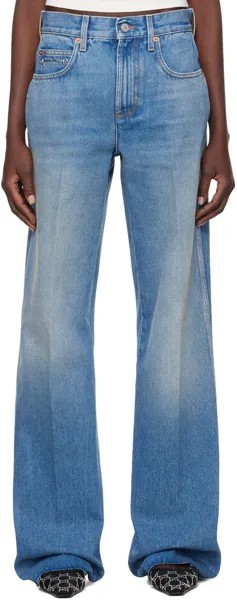 Синие джинсы с конской пряжкой Gucci