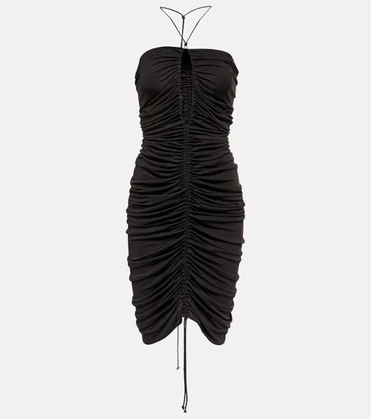 Мини-платье из джерси с кулиской Bottega Veneta, коричневый