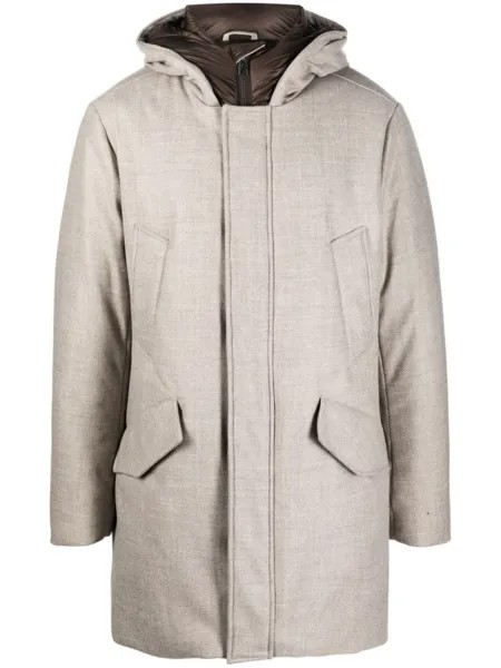 Woolrich стеганая парка из необработанной шерсти, нейтральный цвет