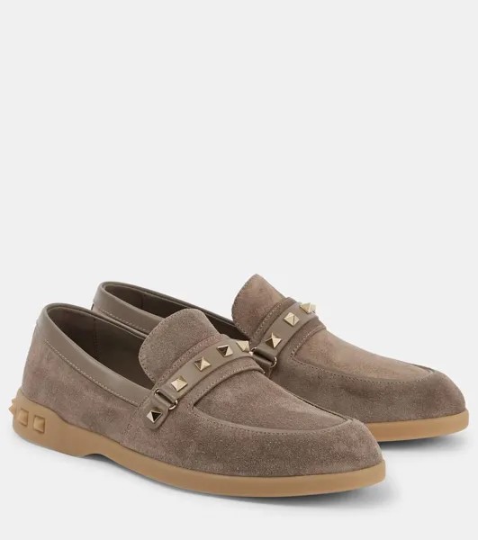 Замшевые мокасины Leisure Flows Valentino Garavani, цвет moon taupe