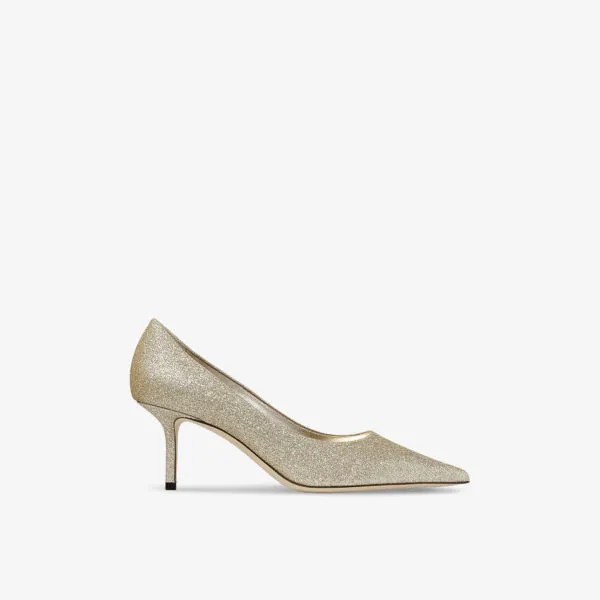 Туфли-Лодочки Love 65 на плетеном каблуке с блестками Jimmy Choo, золотой
