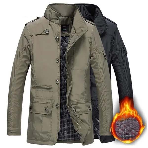 Мужская деловая теплая куртка длинная ветровка мужская зима длинное пальто S-5XL