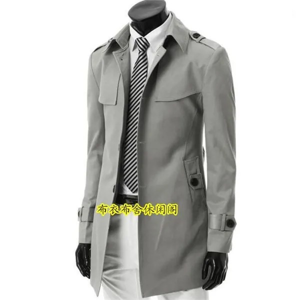 Осеннее Новое дизайнерское тонкое сексуальное мужское пальто-Тренч средней длины с длинным рукавом, Мужская одежда, деловая верхняя одежда...