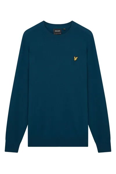 Свитер Plus с круглым вырезом из хлопка и шерсти мериноса Lyle & Scott, синий
