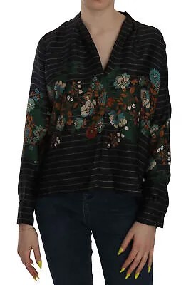 SOUVENIR Блуза Многоцветный топ с длинным рукавом и V-образным вырезом с цветочным принтом IT40 / US6 / S Рекомендуемая розничная цена 300 долларов США