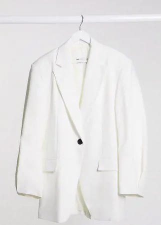Белое пальто в винтажном стиле с отделкой на рукавах ASOS DESIGN Tall-Зеленый цвет