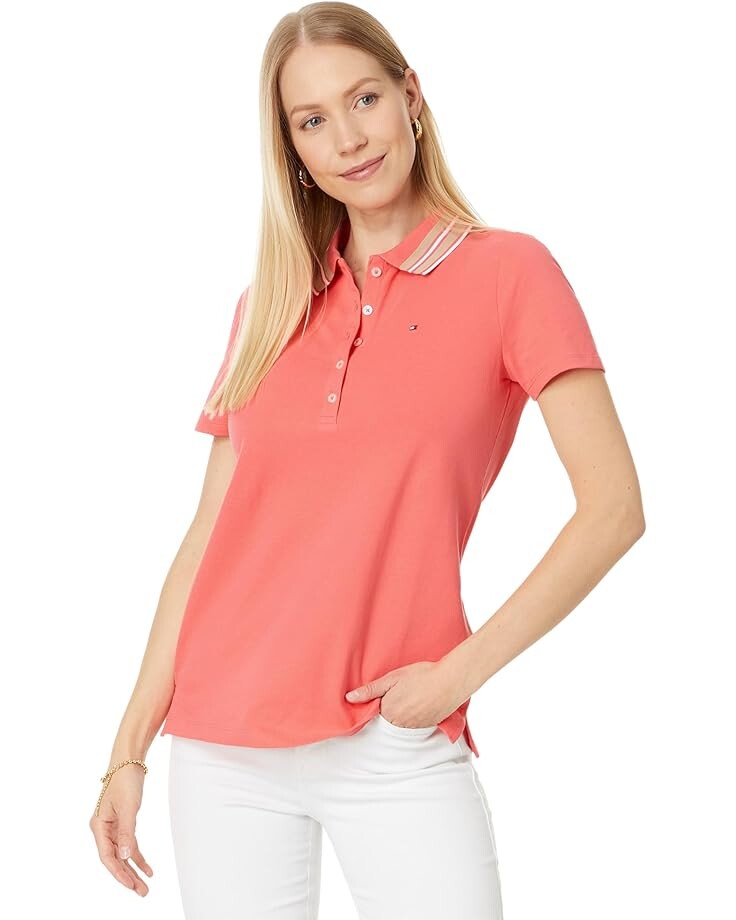 Поло Tommy Hilfiger Solid With Tipping, цвет Sherbet