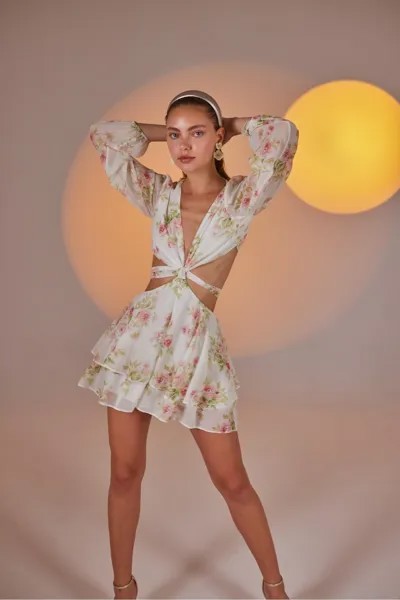 Мини-платье Amalfi с цветочным узором, экрю HOLLY LOLLY