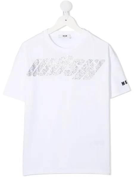 MSGM Kids футболка с декорированным логотипом