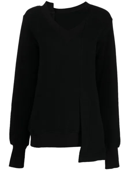 Толстовка асимметричного кроя с V-образным вырезом Yohji Yamamoto, черный