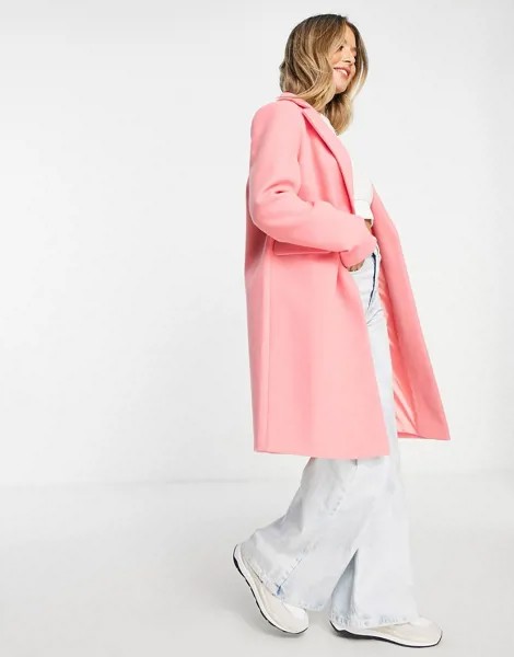 Пальто кораллово-розового цвета Miss Selfridge-Розовый цвет